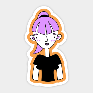 Hand Drawn Girl with Ponytail Character Profile Sticker